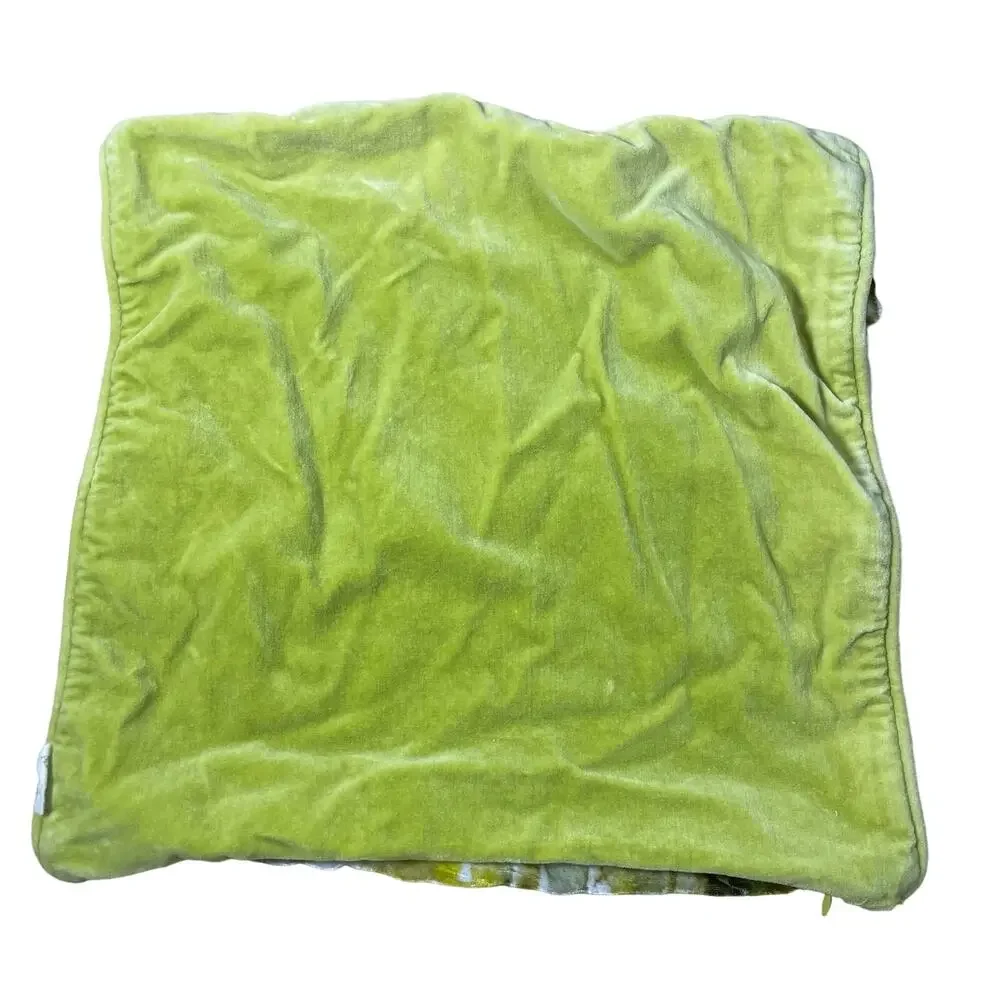 Arhaus Green & White Palm Tree Print Silk Blend Velour Pillow Covers - Fit 18x18